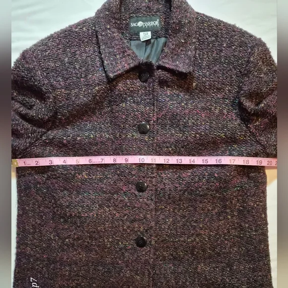 Talbots Purple Textured Tweed Wool Blend Blazer Jacket Size 14P - Picture 4 of 8
